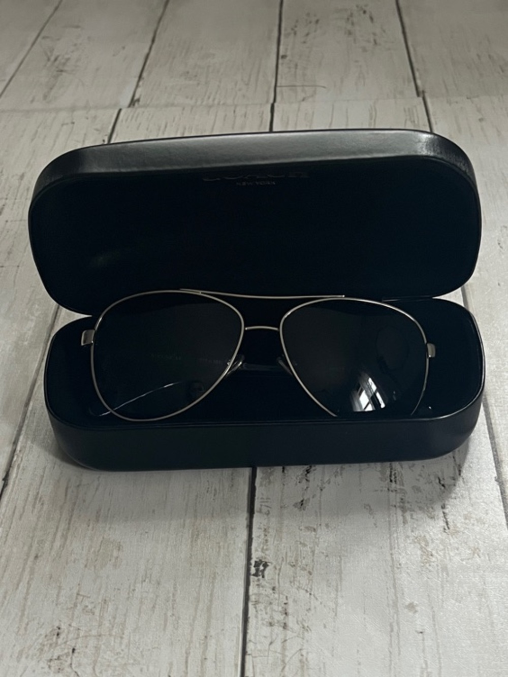 Coach Aviator Sunglasses in Blue and Silver-Tone - Picture 7 of 9